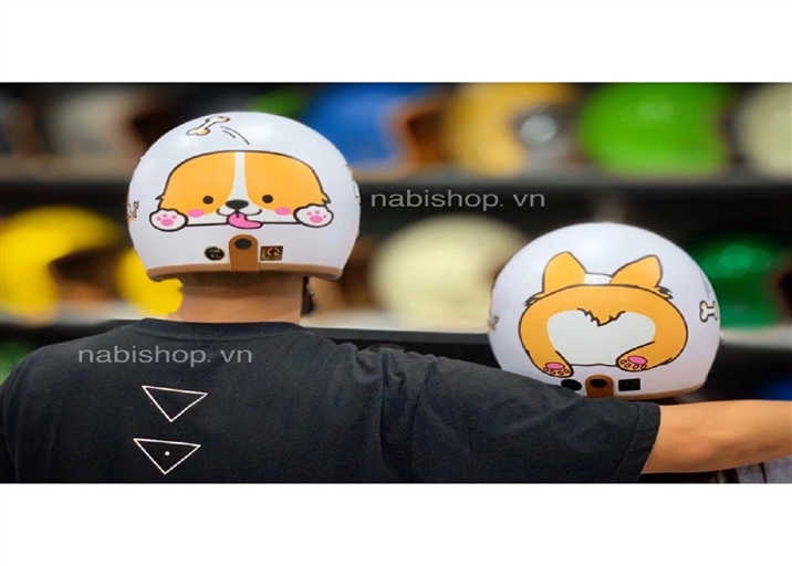 Cặp Mũ Bảo Hiểm 3/4 Cặp Cún Corgi