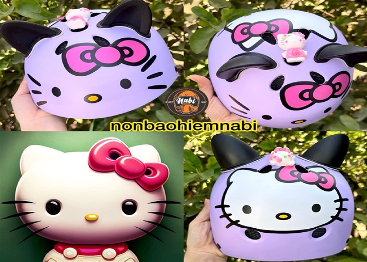 Mũ bảo hiểm trẻ em Hello Kitty 3D dễ thương cho bé yêu❤️