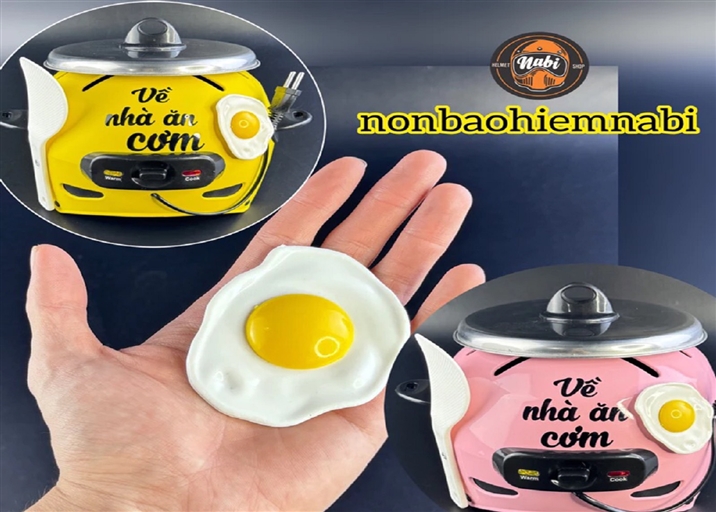 Phụ kiện trứng ốp la 3d trang trí mũ bảo hiểm tặng keo dán 3m cao cấp