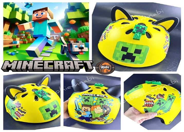 Mũ bảo hiểm trẻ em Minecraft 3D dễ thương cho bé yêu❤️