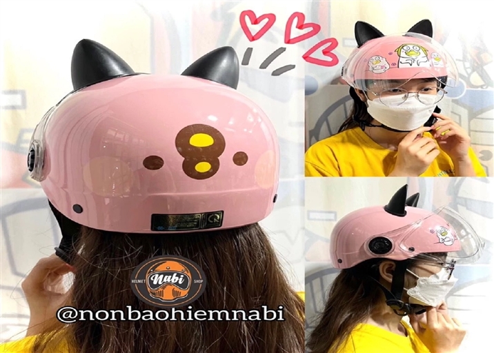 Mũ bảo hiểm kính gà con Tặng Sticker siêu dễ thương