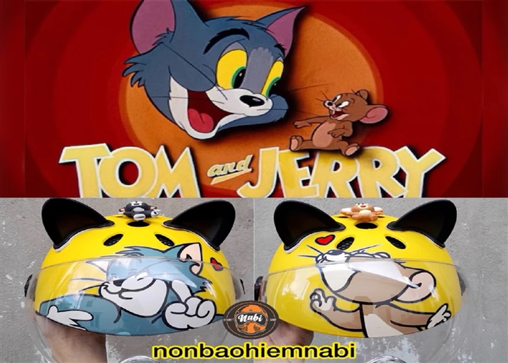 Mũ bảo hiểm cặp dễ thương Tom & Jerry